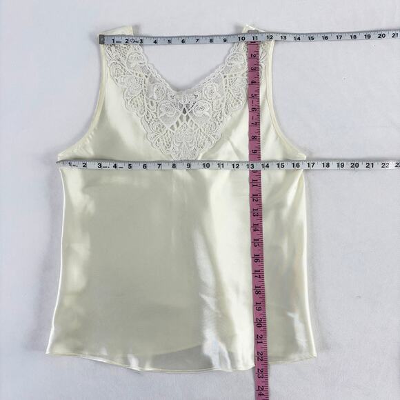 Vintage Buttercream Silky Doily Lace Sleeveless Cami Top Sz M - Picture 3 of 8